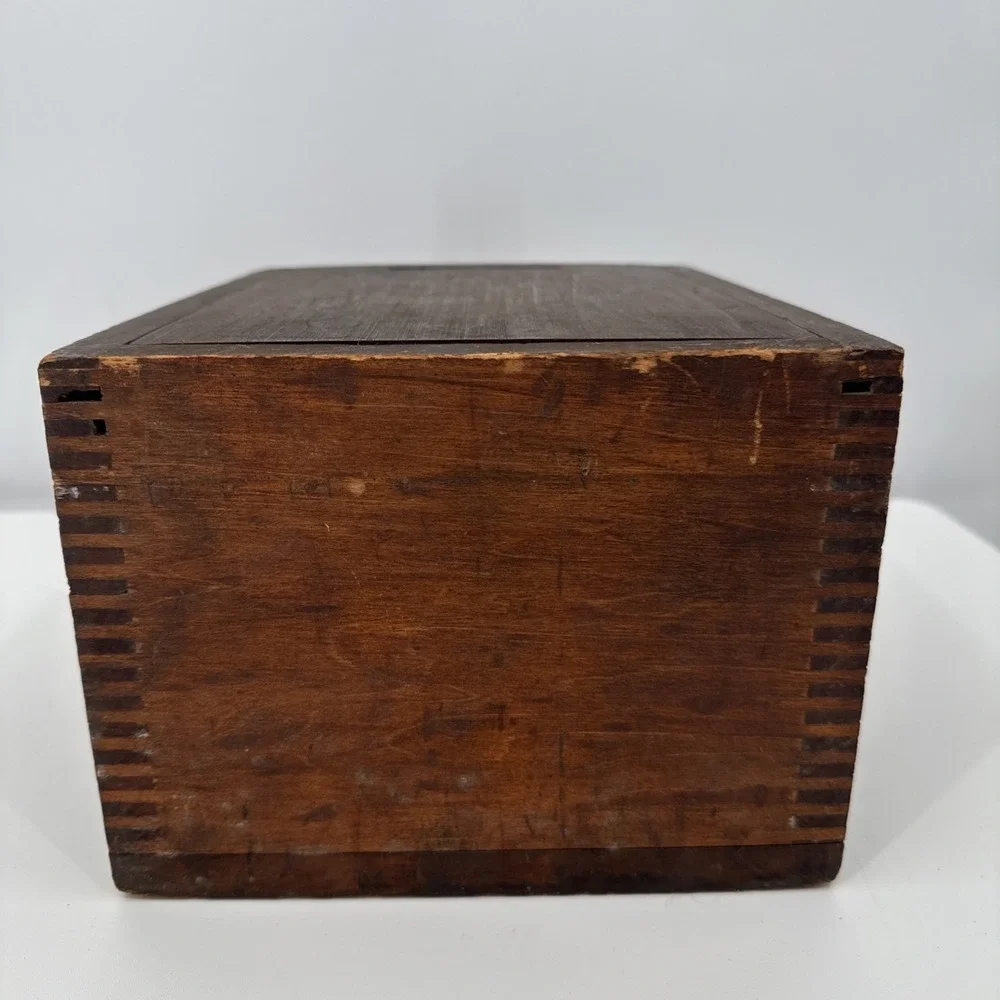 ANTIQUE SLIDE LID CANDLE Solid Wood Box DOCUMENT BOX Dry Finish